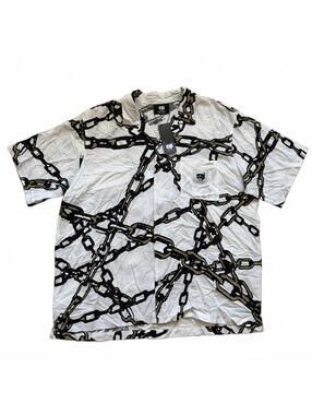 G59 Records Suicide Boys Shirt Button Up Short Sleeve Rayon White Men Large NWT